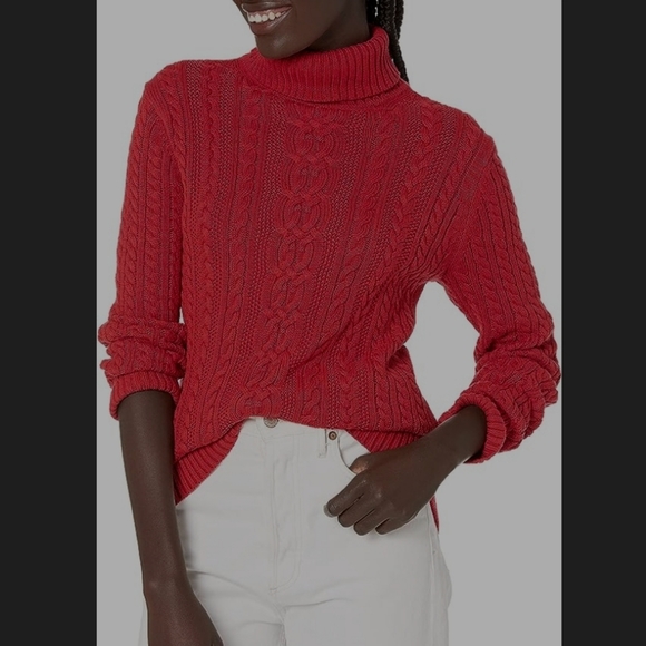 Amazon Essentials Cable Turtleneck Sweater in Red - Picture 1 of 5